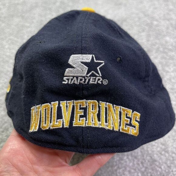 Michigan Wolverines Starter Hat Men’s 7 1/4 Blue Embroidered Logo Fitted - Picture 4 of 12